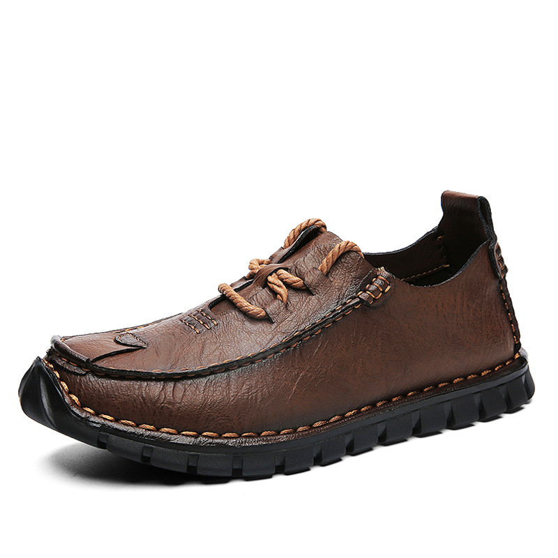 Outdoor Sports Anti-slip Lace-up Soft Bottom Men's Casual Leather Shoes foto 3