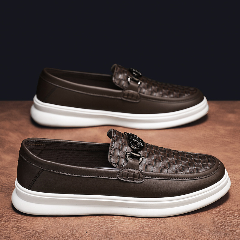Low-top Casual Tooling Leather Surface Retro Trendy Slip-on Formal Suit Shoes foto 4