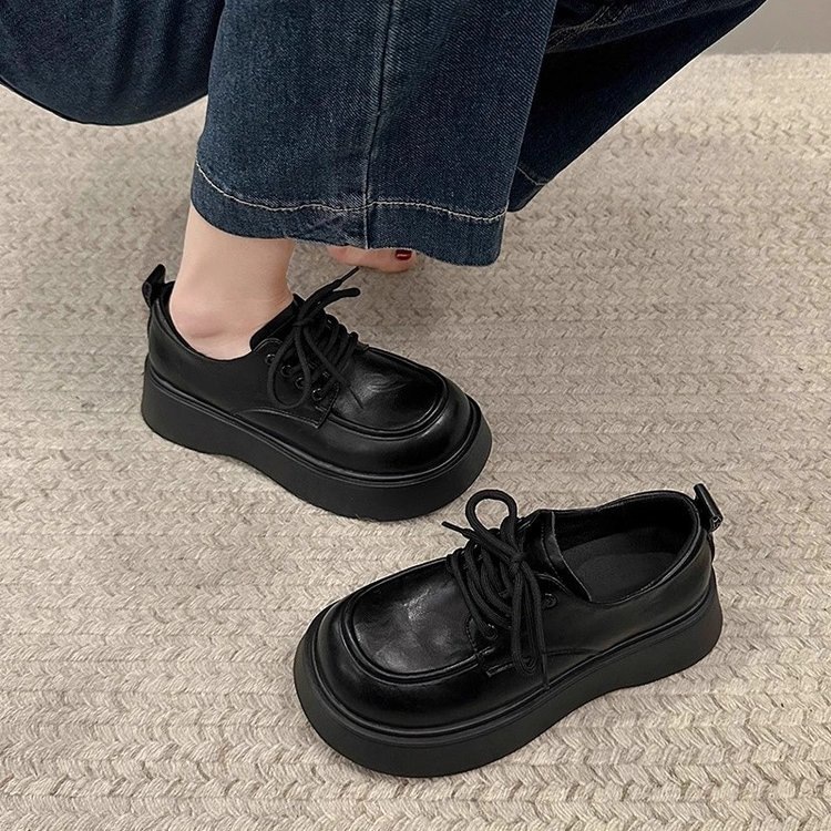 Black Lace-up Leather Shoes Comfortable For Work And Commuting foto 3