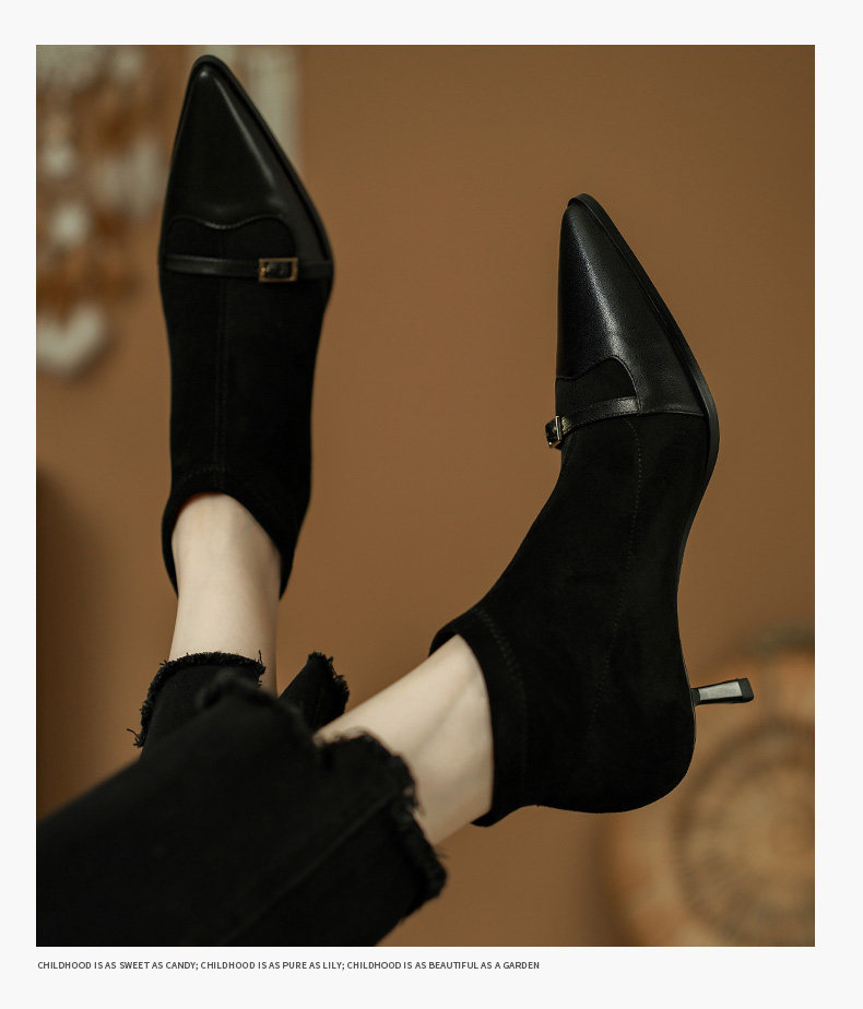 Black Womens Ankle Boots With A Thin Heel Stylish Versatile And Figure-flattering foto 2