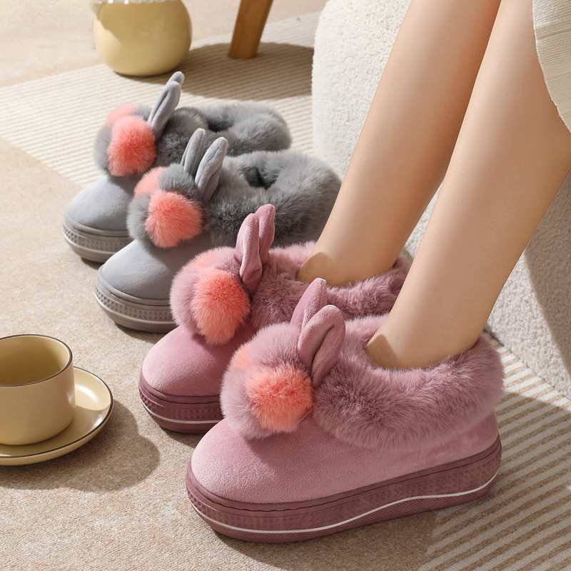 Winter High Heel Thick-soled Cotton Slippers foto 3