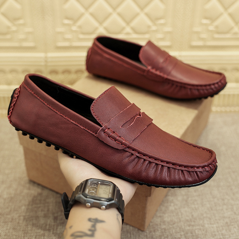 Men's Fashion British Leather Beanie Shoes foto 2