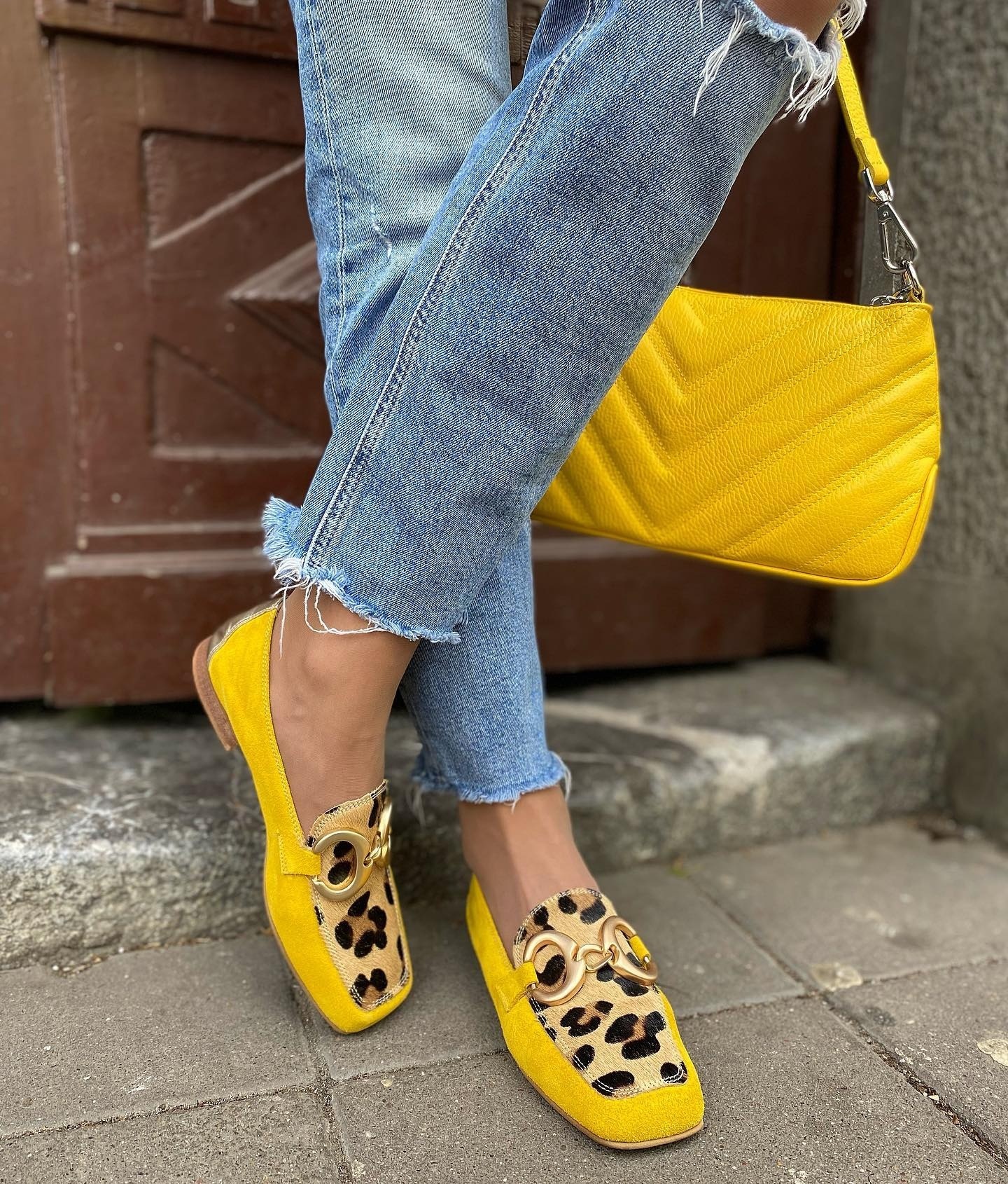 Low Heel Square Toe Low-cut Suede Color Matching Casual Women's Shoes foto 2