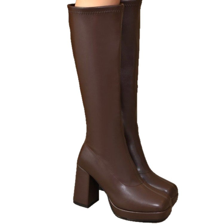 Womens Boots With Thick Soles Chunky Heels And A Slimming Stretchy Fit foto 4