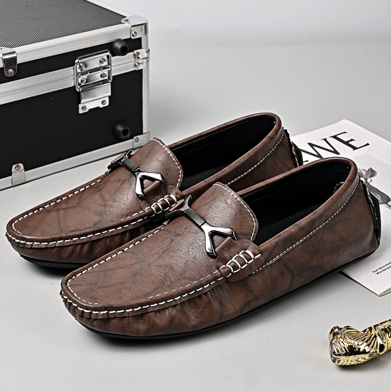 Genuine Leather All-match Men's Slip-on Gommino foto 3