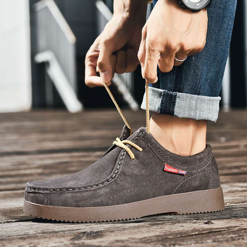 Outdoor Versatility For Traveling Suede British Style Leather Sneakers foto 3