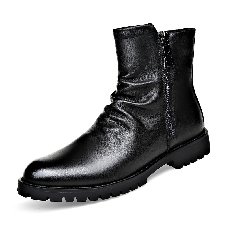 Autumn And Winter British Style Men's Leather Boots High-top Zipper Martin Boots foto 4