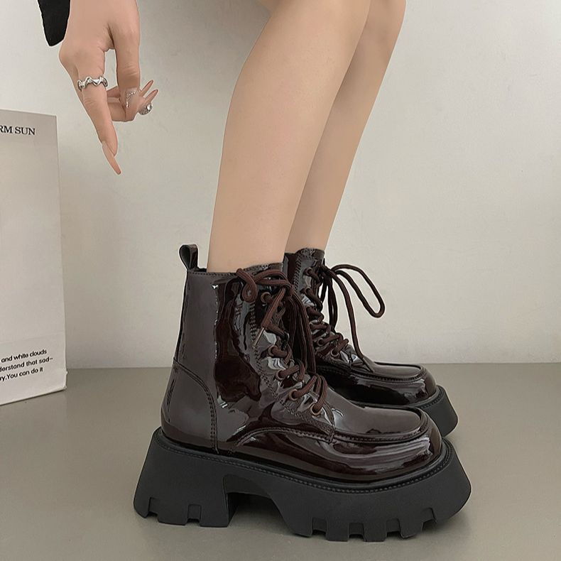 Black Vintage British-style Chunky-soled For Summer Thick-heeled Western Cowboy Ankle Boots foto 2