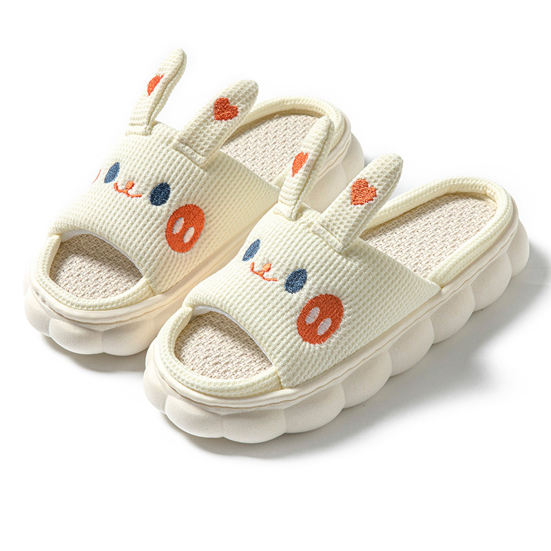Cartoon Open Toe Couple Hemp Slippers foto 2