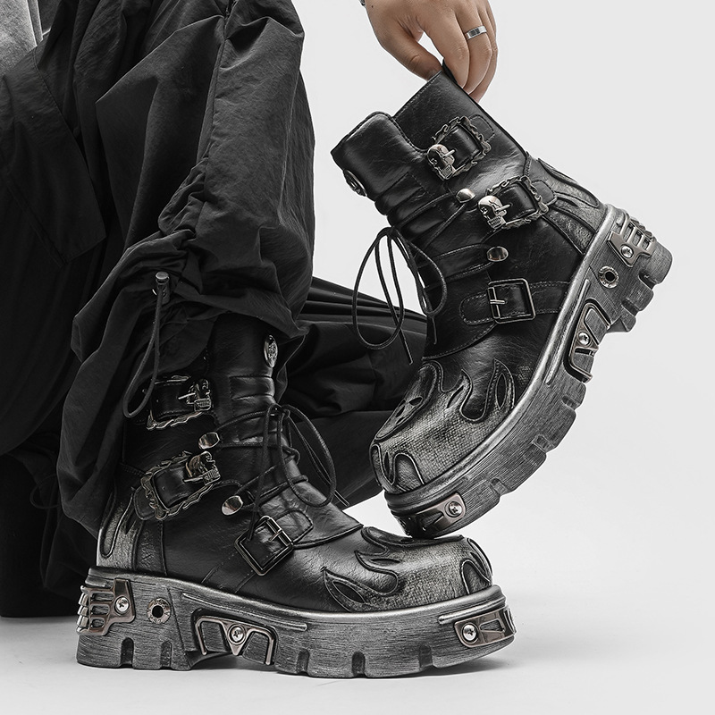 Retro Dark Punk-style Metal Shoes foto 2