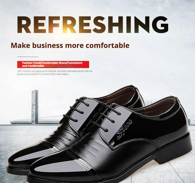 Men's Autumn Height Increasing Casual Black Groom Wedding Shoes foto 2