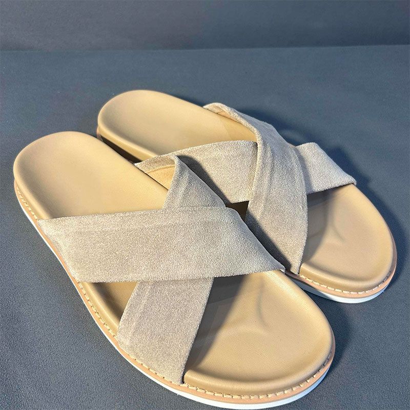Leisure Sandblasted Suede Leather Men's Slippers foto 5