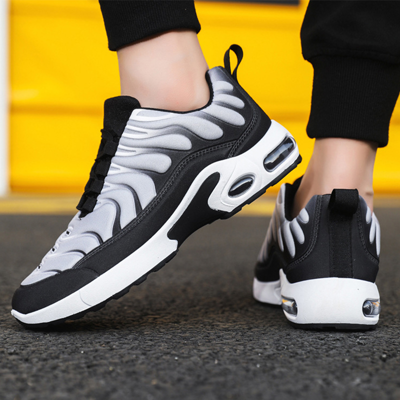 Color-blocked Sneakers Men Personalized Fashion Lace Up Air Cushion Sports Shoes Casual Outdoor Running Walking Shoes foto 5