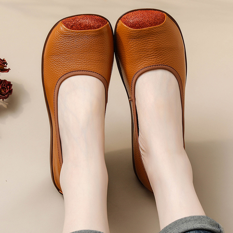 First Layer Cow Autumn Leather Shoes Flat Heel Comfort foto 4