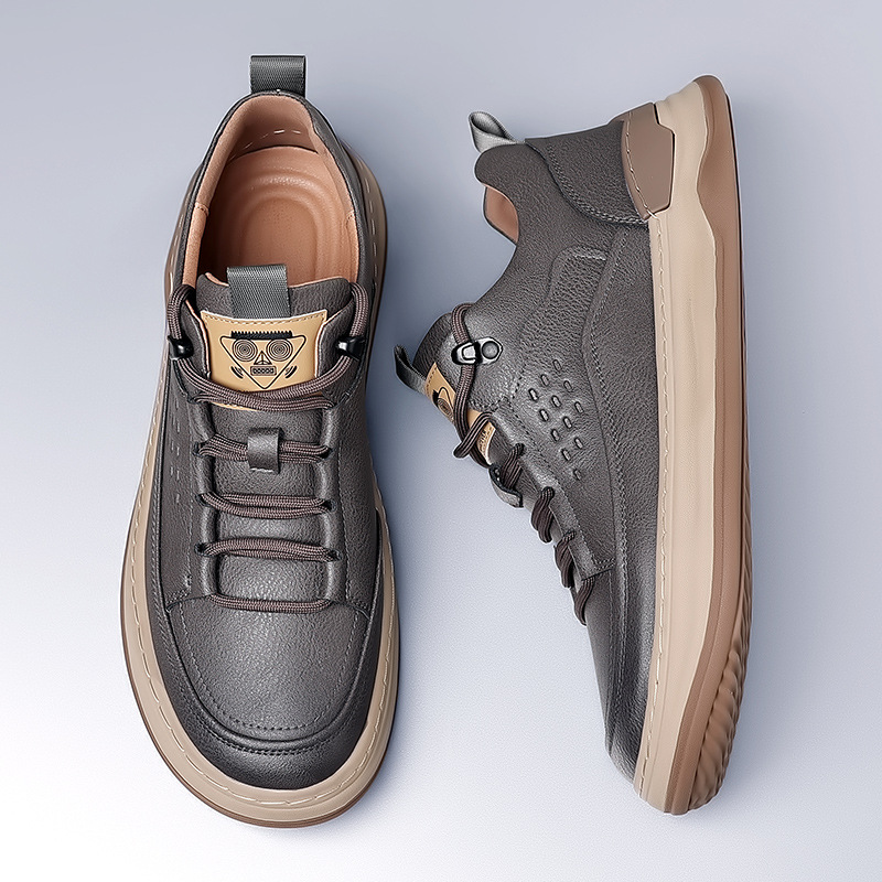 Autumn New Men's Leather Breathable Soft Sole Sneakers foto 3