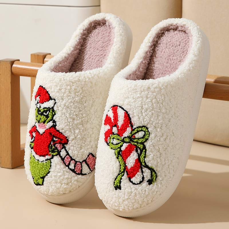 New Home Cute Cartoon Christmas Series Gingerbread Man Winter Cotton Slippers foto 3
