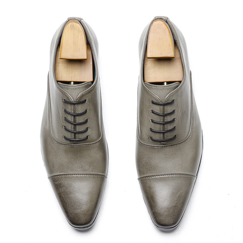 High-end Pointed Oxford Business Shoes Comfortable Classic British Retro Rub Colored Dress Shoes foto 5
