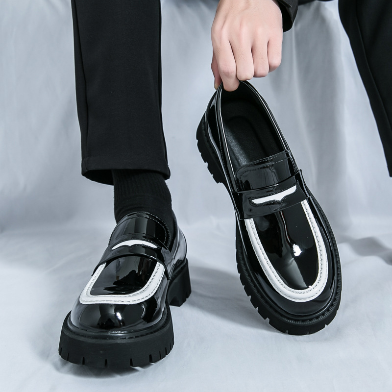 Men's Chunky Heel Fashion All-matching Simple And Comfortable Leather Shoes foto 5
