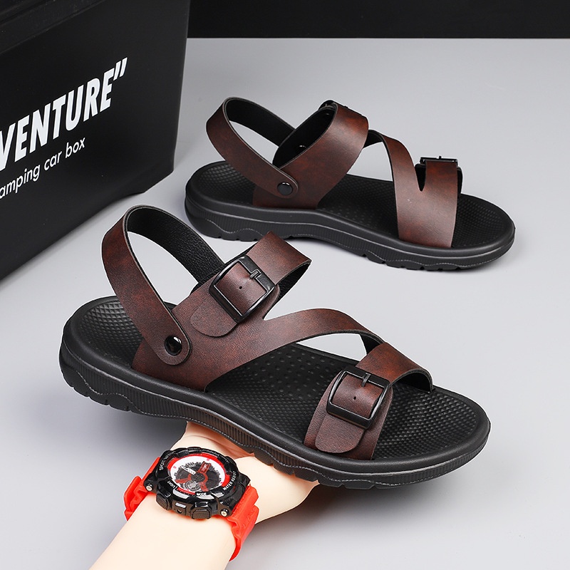 Summer New Sandals Men's Daily Beach Shoes Men's Casual Driving Soft Bottom Non-slip Sandals Breathable foto 5