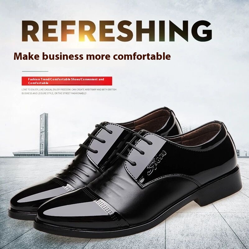 Men's Autumn Height Increasing Casual Black Groom Wedding Shoes foto 3