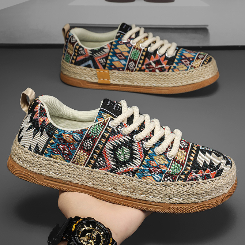 Men's Lightweight Linen Breathable Grass Woven Fishing Shoes foto 3