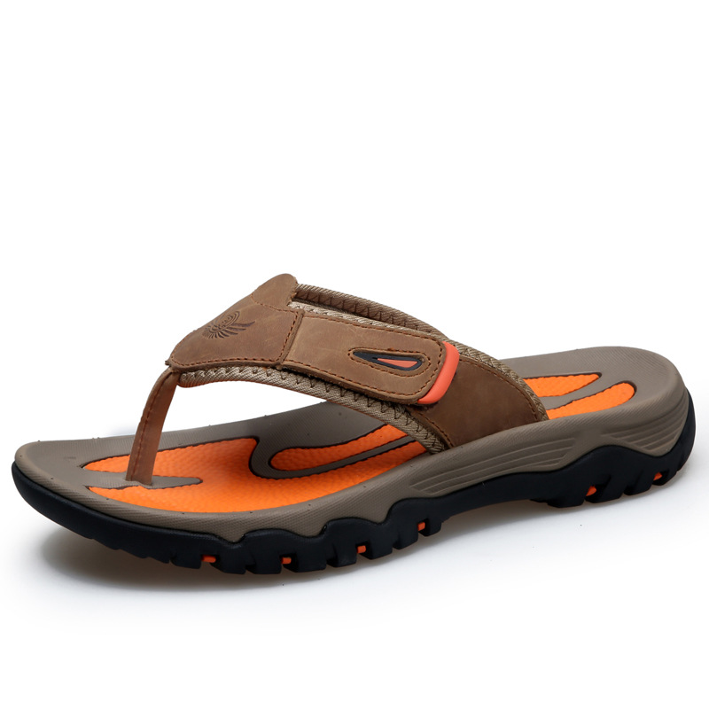 Large Dock Layer Cowhide Men's Flip-flops foto 4