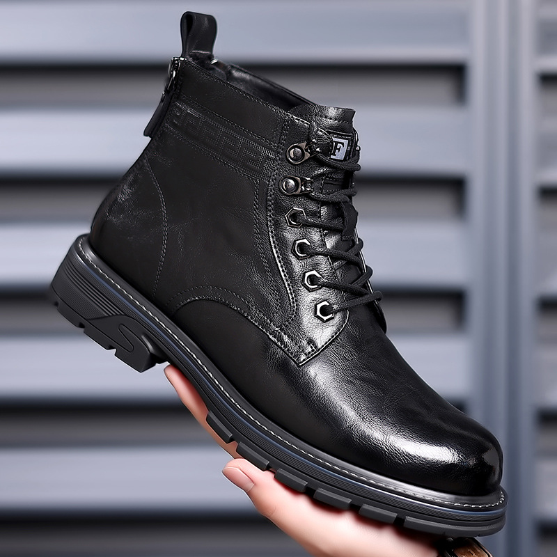 British Style All-matching Work Clothes Ankle Boots Fashion Haulage Motor Leather Boots foto 3
