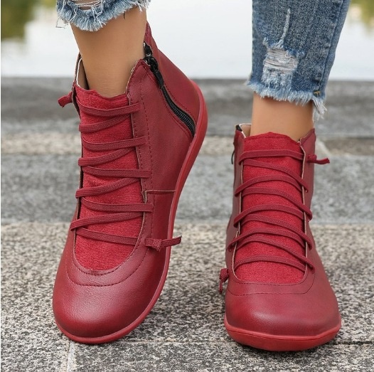Women's Plus Size Flat Side Zipper Short Fashion Boots foto 4