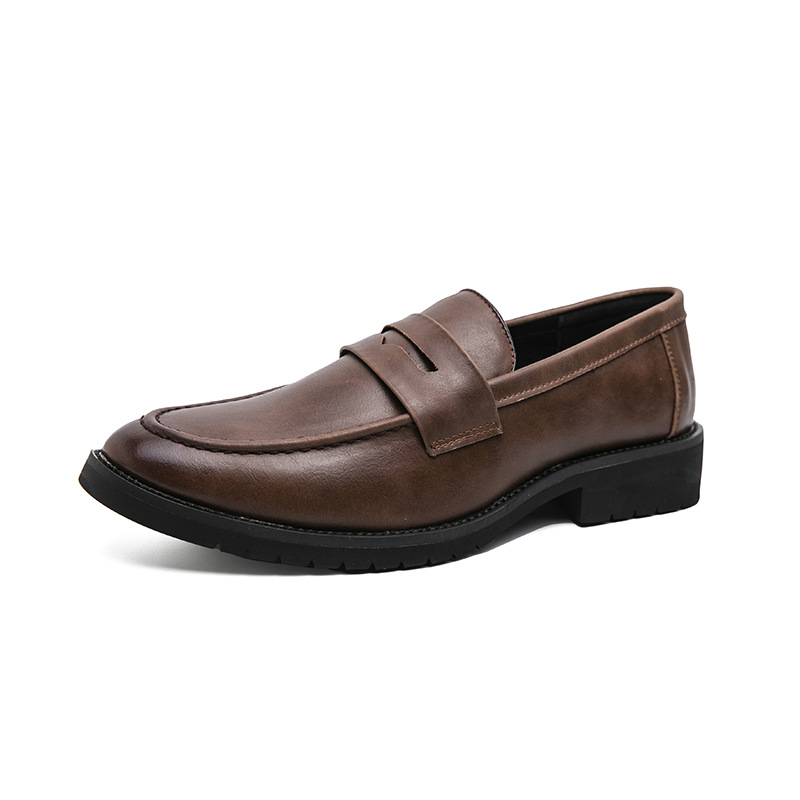 Retro Slip-on Round-toe British Loafers foto 4