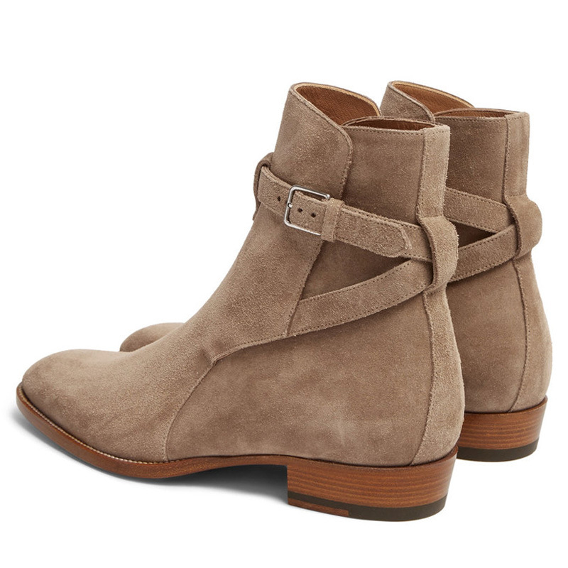 Pointed-toe Authentic Leather British Buckle Martin Boots Men's Fashion foto 5