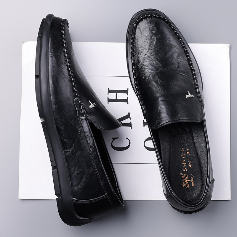 Mens Casual Breathable Leather Slip-on Shoes With A Soft Sole foto 3