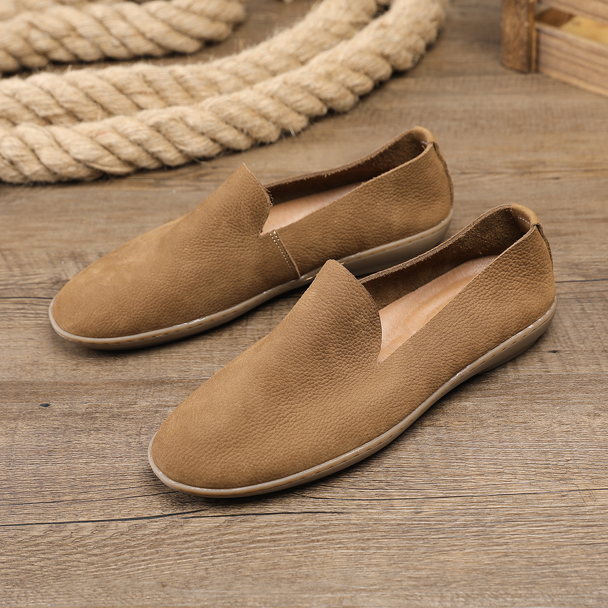 Handmade Men's Shoes Super Soft Breathable Lightweight First Layer Cowhide