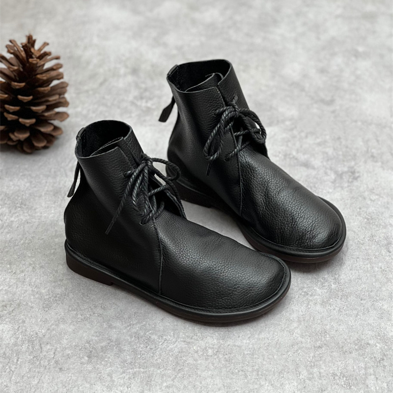 Retro Genuine Leather Martin Boots, Casual Round Toe, Versatile British Style foto 4