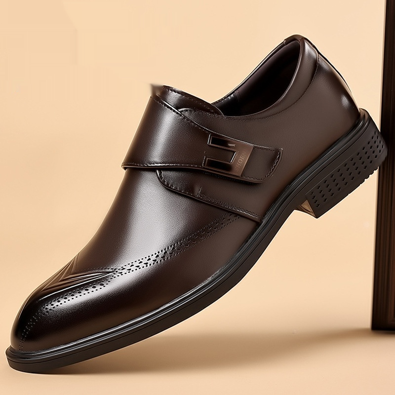 Mens Leather Shoes Made From Full-Grain Cowhide With A Pipe-Shaped Toe foto 4
