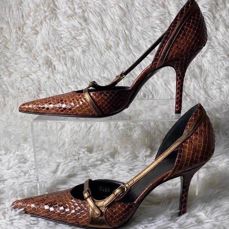 Fashionable Niche-Design Snake-Print Stiletto Heels For Women foto 5