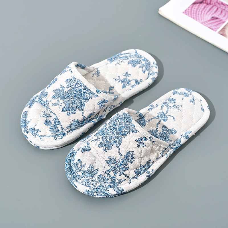 Chinese-style Blue-and-White Porcelain Double-Layer Thickened Fabric Slippers foto 2