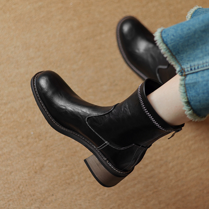 Women's Simple And Casual Mid-heel Martin Boots foto 2