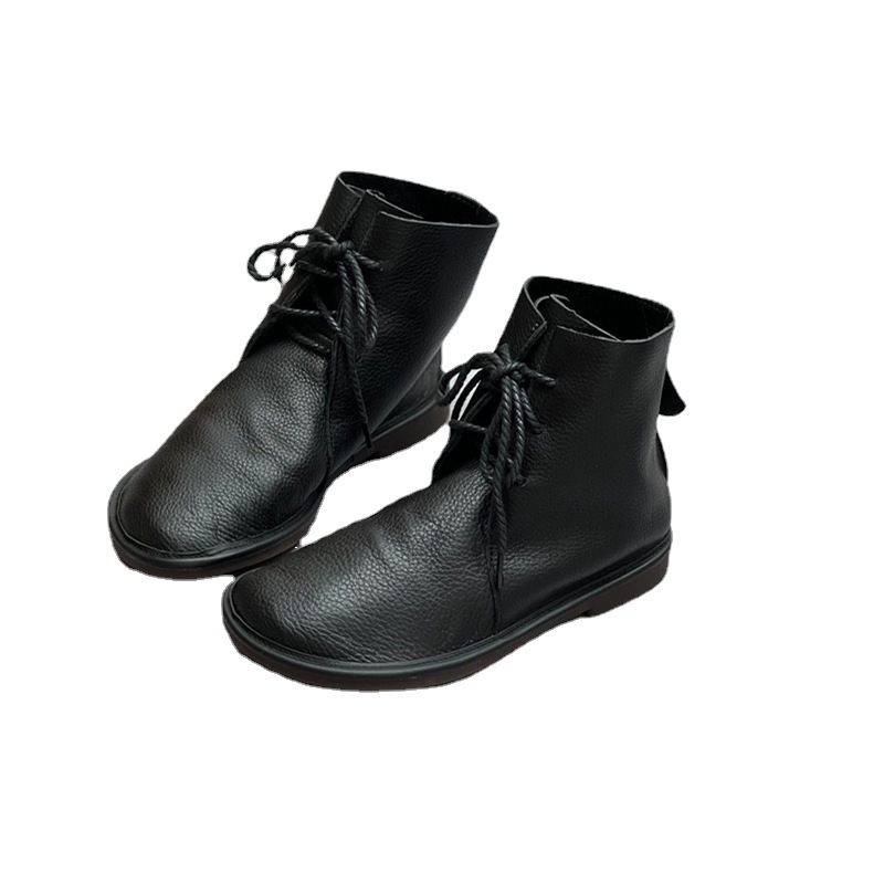 Retro Genuine Leather Martin Boots, Casual Round Toe, Versatile British Style foto 5