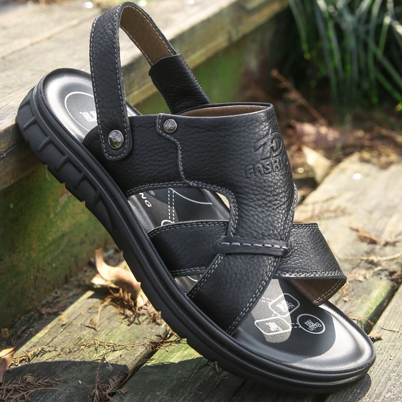 Mens Beach Shoes Genuine Leather Mens Sandals, New-style Casual Non-slip Slippers foto 4