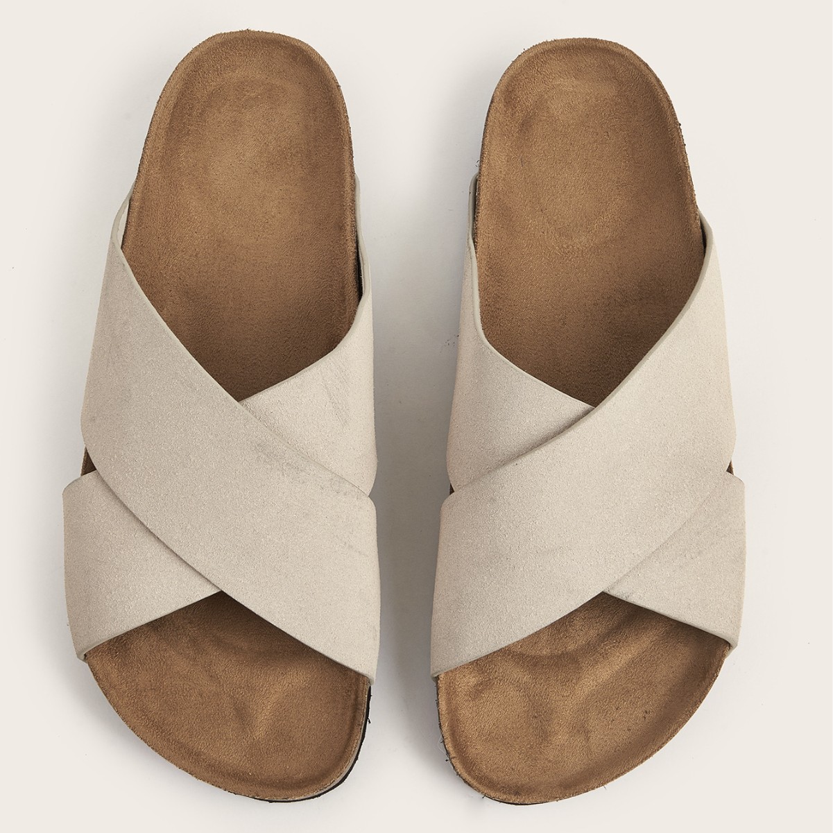 European And American Plus Size Khaki Round Toe Cross Roman Style Slip-on Flat Sandals foto 2