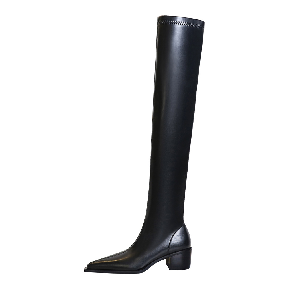 009-22 European And American Fashion Minimalist Chunky Heel High Heel Pointed Toe Sexy foto 4