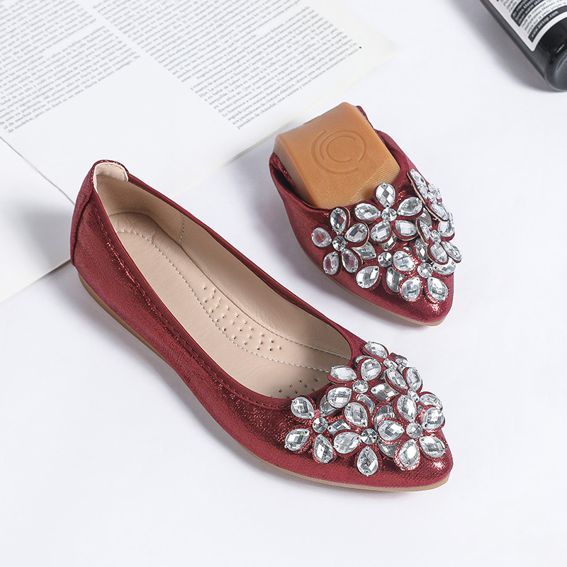 New Bow Pointed Low-cut Rhinestone Pumps foto 5