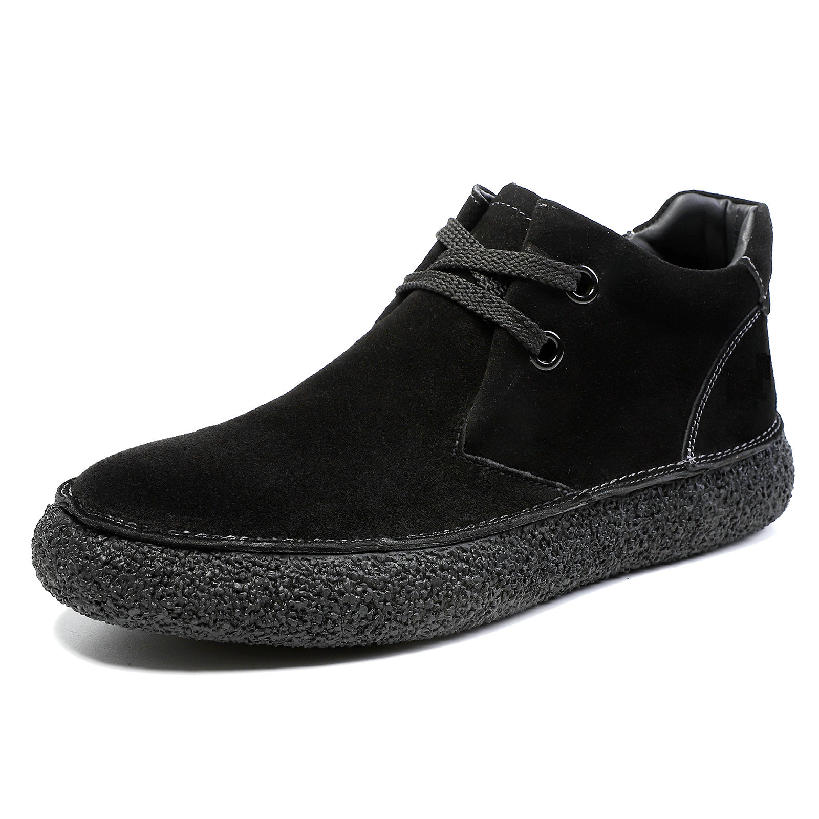 Matte Suede Mid-Top SneakersMartin Boots Mens Casual Leather Shoes Thick-Soled Trendy Shoes