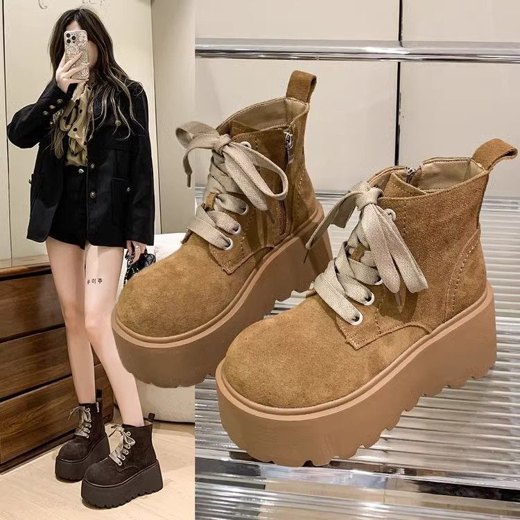 Stylish Chunky-soled Vintage Lace-up Versatile Boots For Women foto 5