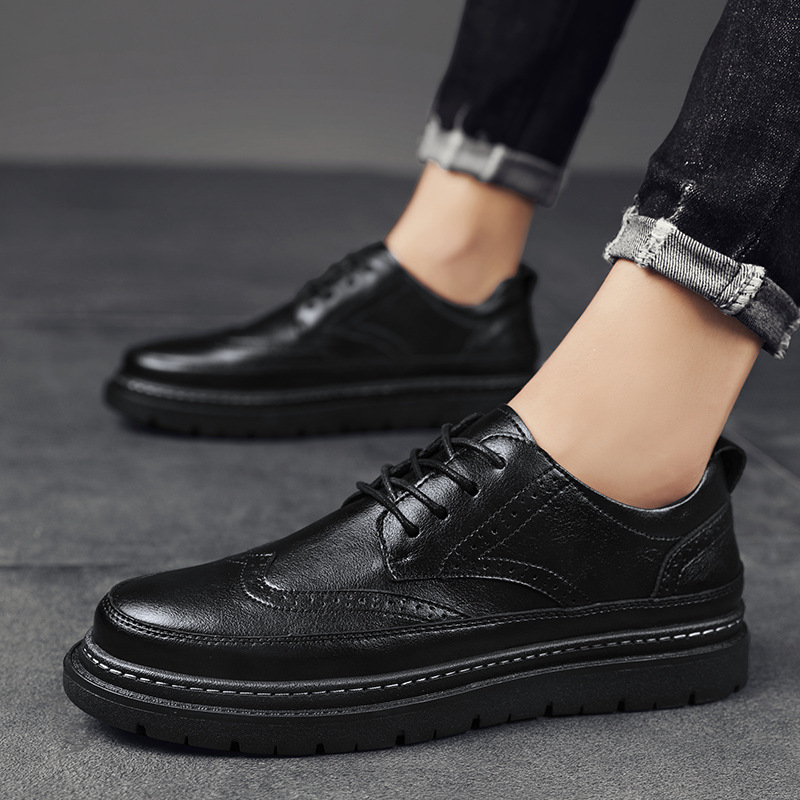 Men's Brogue Korean-style British Men Leather Shoes foto 2