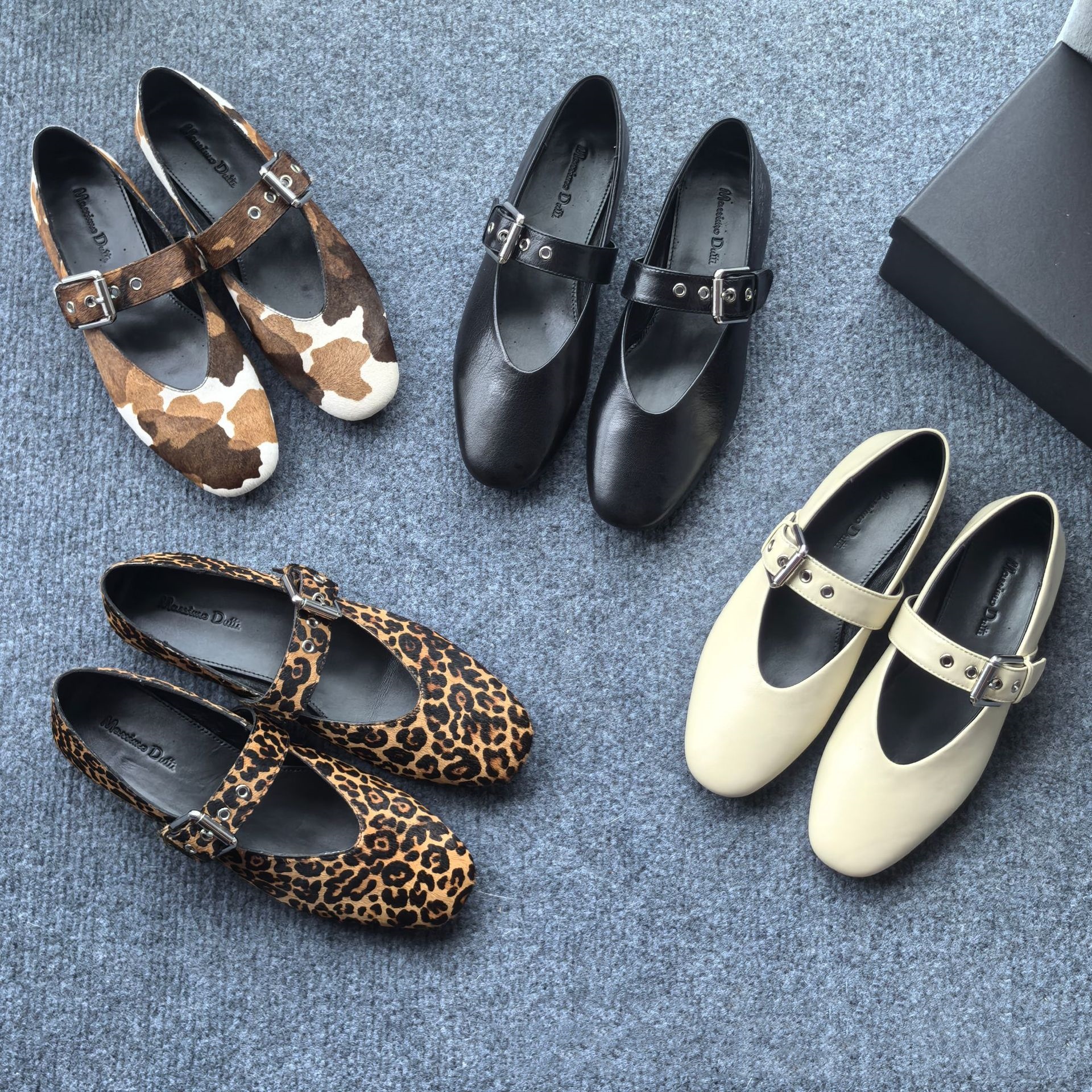 Women's Comfortable Leather Buckle Decorative Casual Shoes foto 5