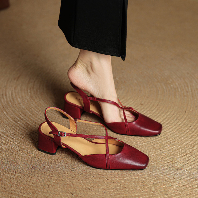 Women's Tendon Soft Bottom Mid Heel Sandals Closed Toe Casual foto 2
