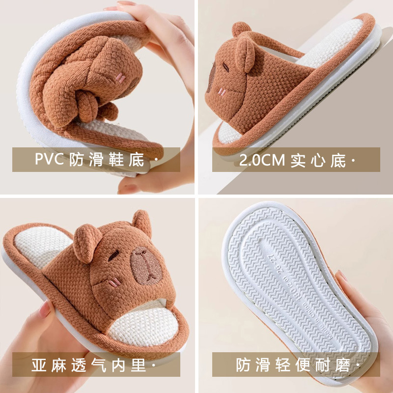 Children's Linen Slippers All-Season Cartoon Animal Style Casual foto 3