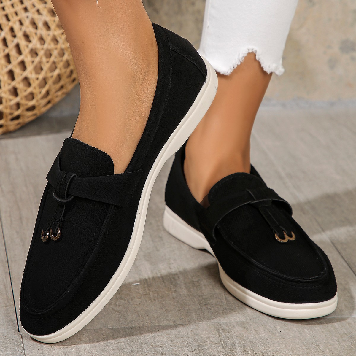 Plus Size Women's Round Toe Slip-on Peas Casual Shoes foto 4