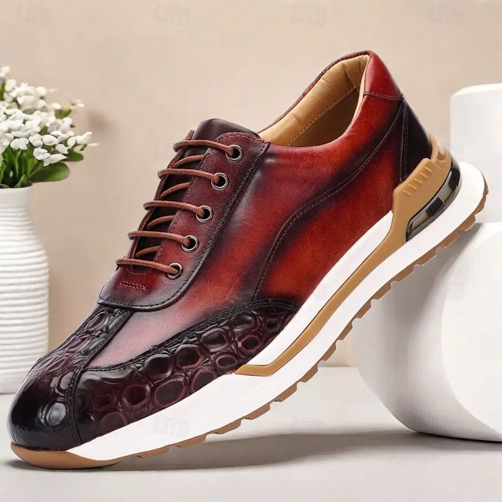 Mens Fashion First-Layer Cowhide Leather Shoes foto 3